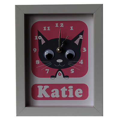 Stripey Cats Personalised Kirsty Kitten Framed Clock, 23 x 18cm Pink Stripey Cats Personalised Kirsty Kitten Framed Clock, 23 x 18cm Pink